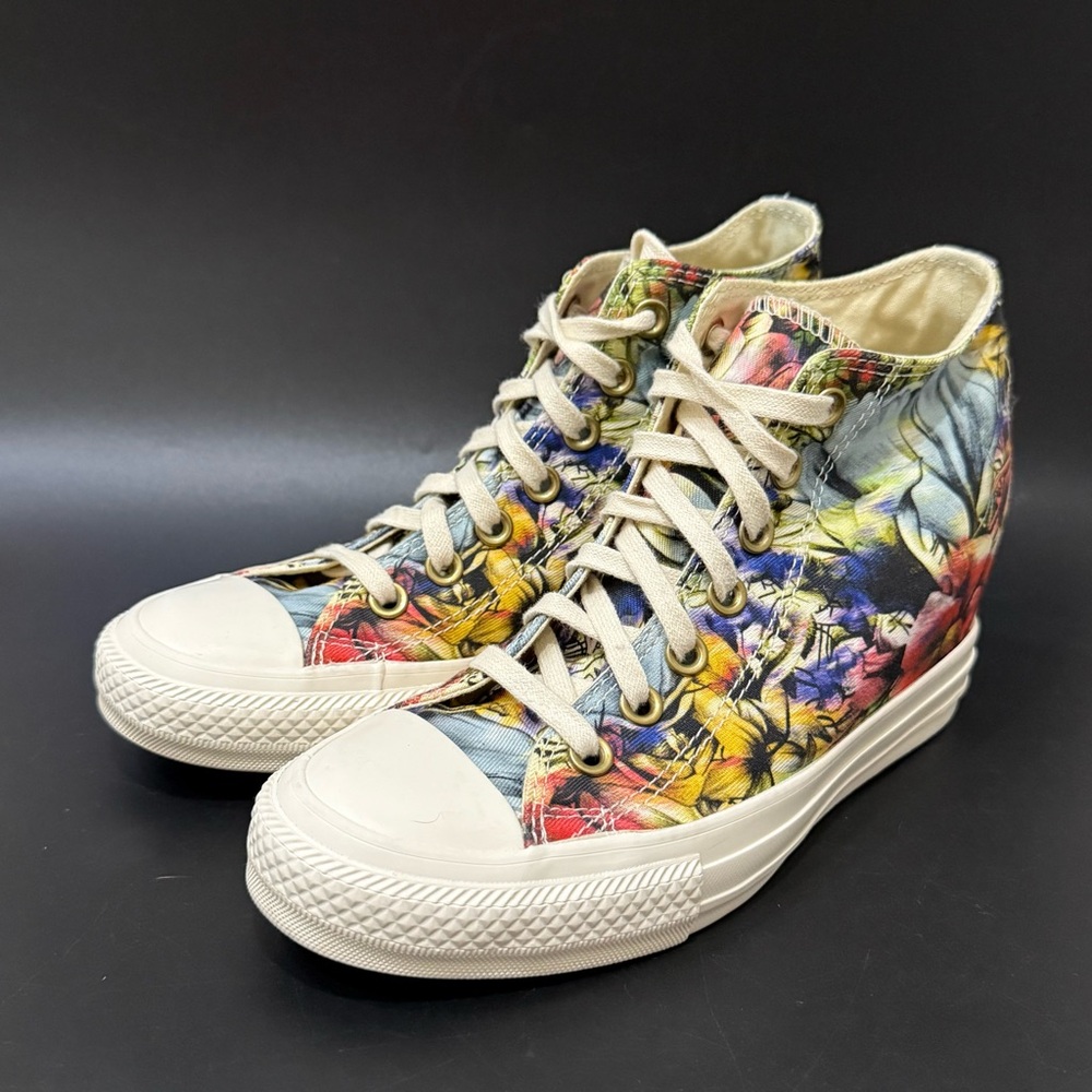 CONVERSE 547195C Chuck Taylor All Star Lux Hi Floral Hidden Heel Wedge Women 7.5